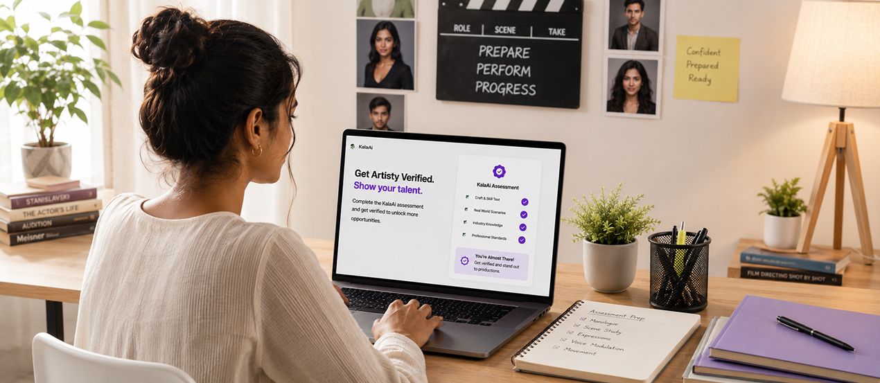 Actor completing Artisty verification assessment
