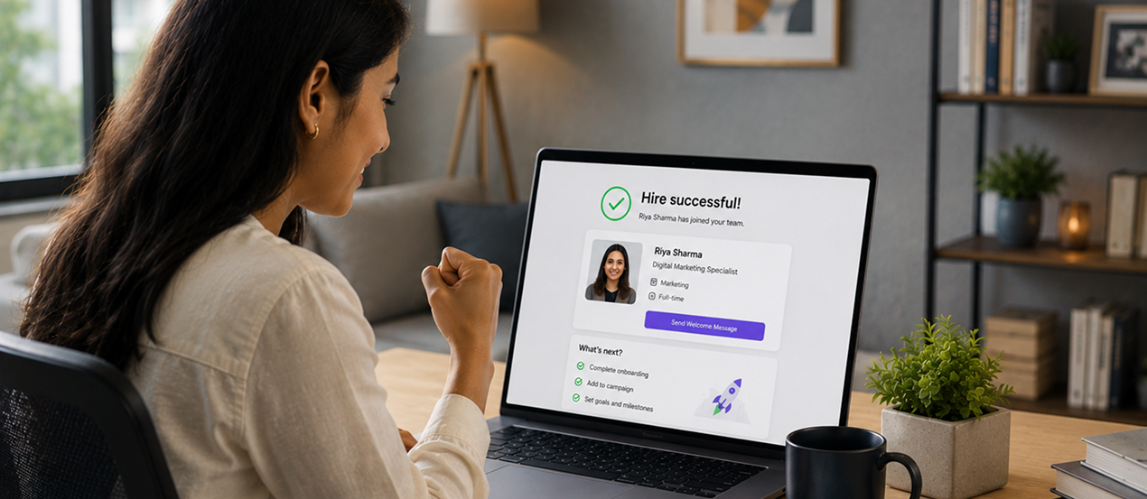 Marketing team launching campaign after hiring talent