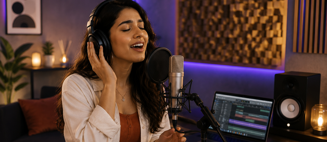 Music team recording after hiring talent
