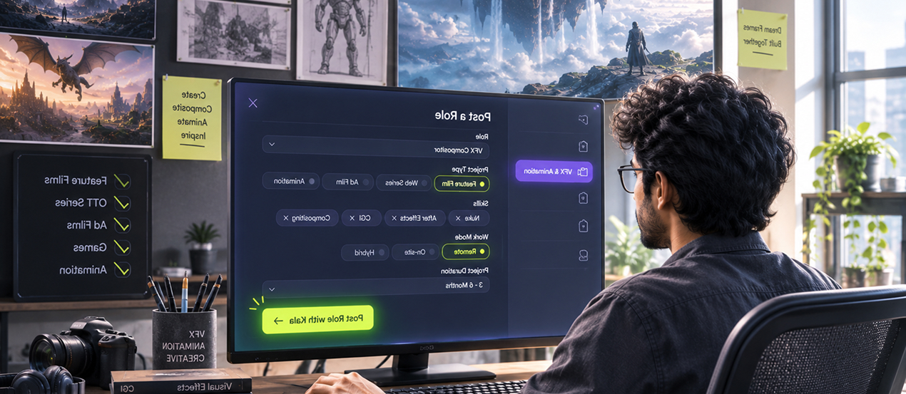 Production posting a VFX role brief on laptop