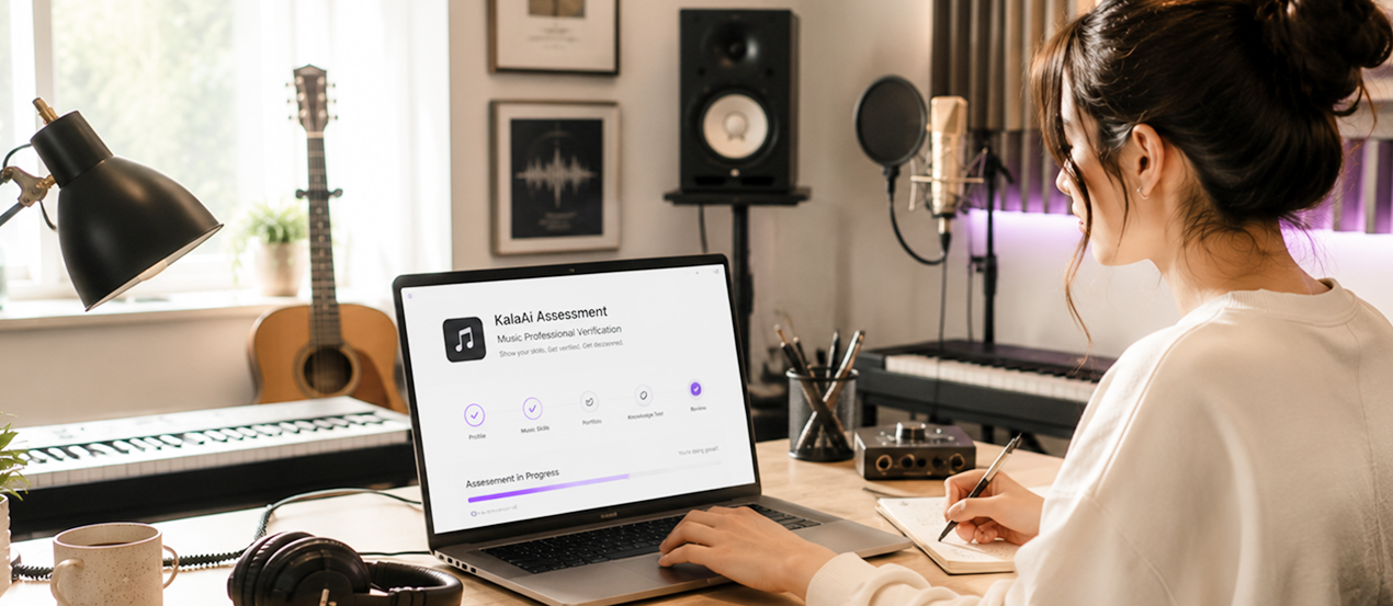 Musician completing Artisty verification assessment