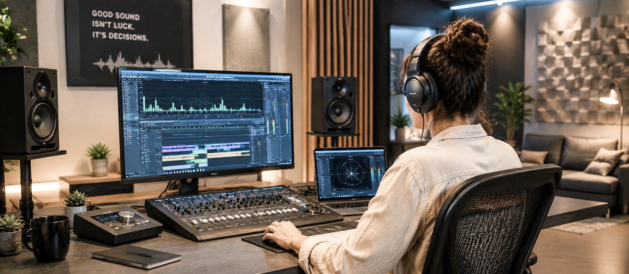 Sound designer completing Artisty verification assessment